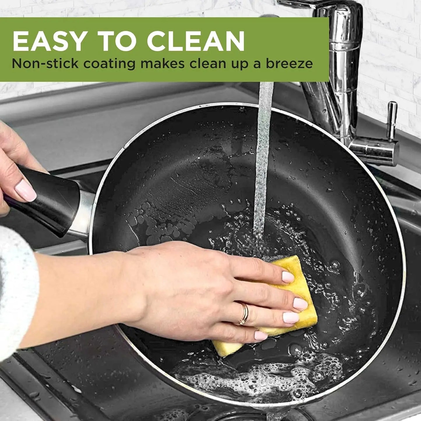 Easy Clean Nonstick Cookware Set, Dishwasher Safe Kitchen Pots and Pans Set,