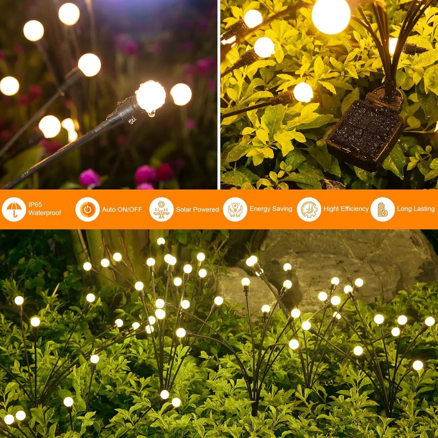 US ASMAD Solar Garden, 12 Pack 96 LED Solar, Outdoor Decorations, Solar Swaying Lights,