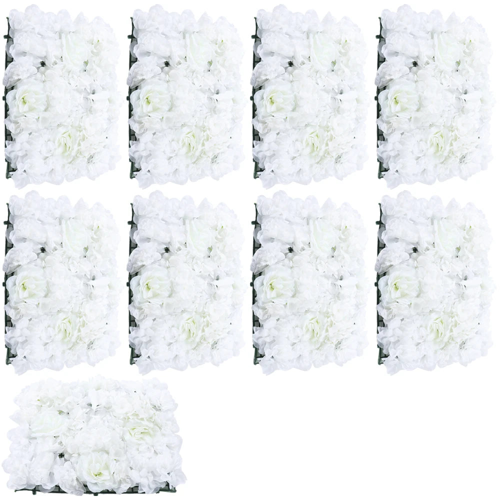 9x Premium Rose Flower Milky White Wall Panels Artificial Silk Wedding Decor Party Home