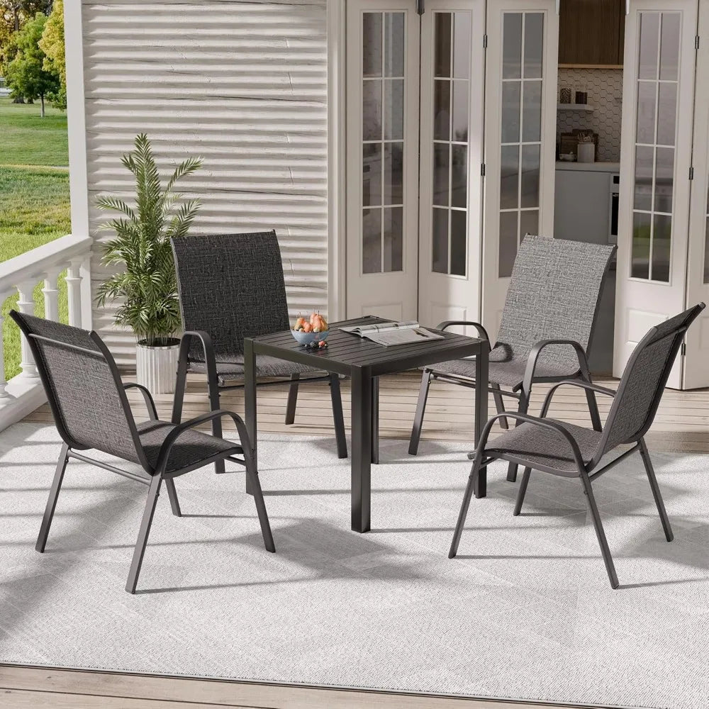 Patio Chairs Set of 4, Outdoor Stackable Dining Chairs for All Weather, Breathable