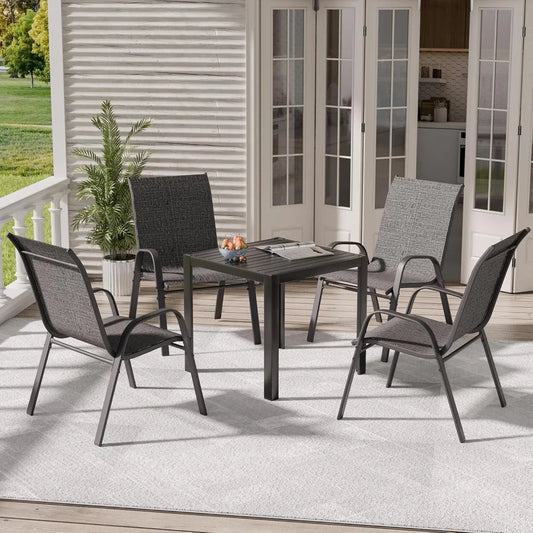 Patio Chairs Set of 4, Outdoor Stackable Dining Chairs for All Weather, Breathable