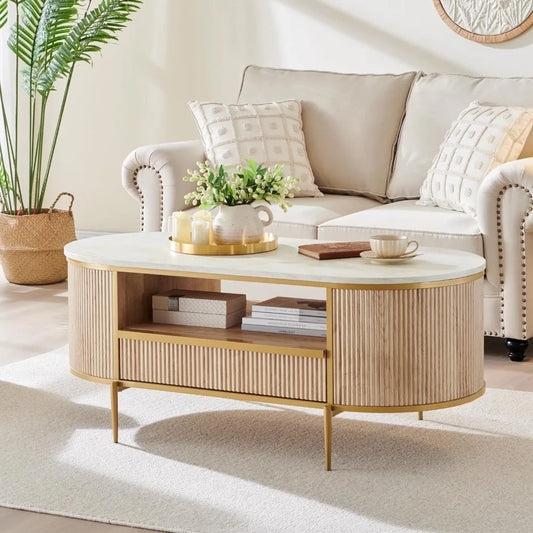 Modern Luxury Fluted Coffee Table,