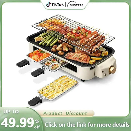Pokomo Smokeless Indoor Grill Mother's Day, Non-Stick Cooking Removable Plate,