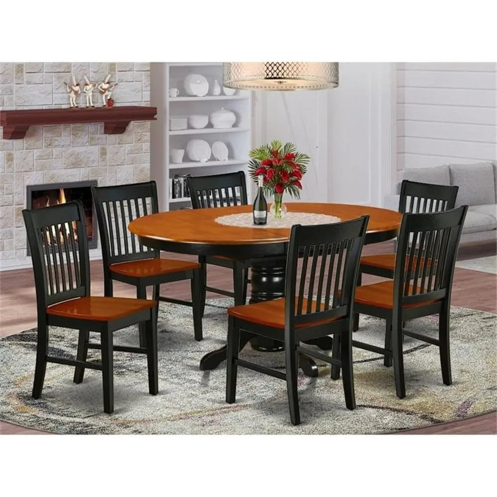 Furniture Set Consist of an Oval Kitchen Table with Butterfly Leaf and 6 Dining's Chairs, Dining Room Sets