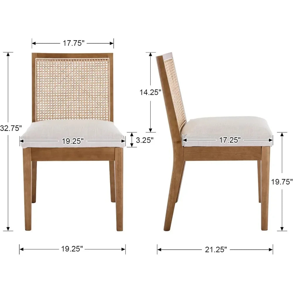 LIVINOVA Farmhouse Rattan Dining Chairs Set of 6,Mid Century Modern Kitchen & Dining Room