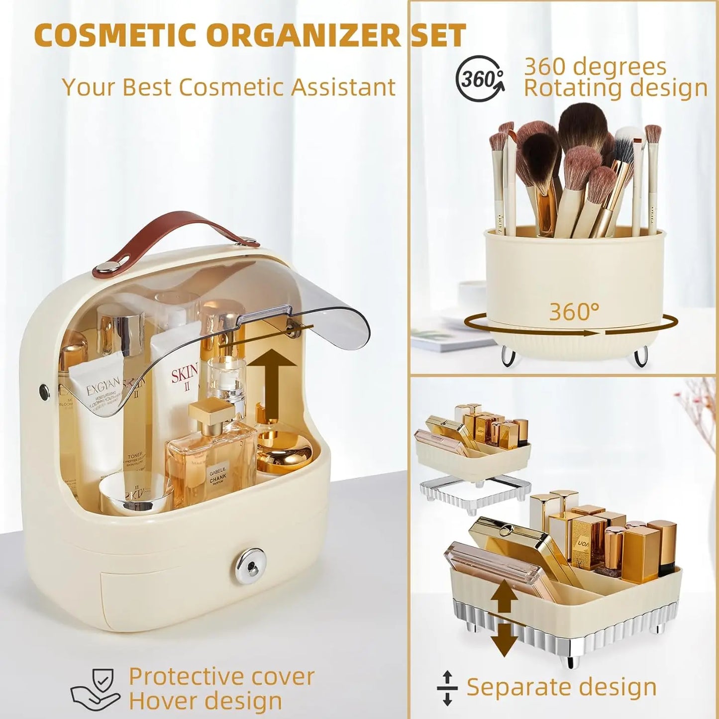 Makeup Organizer and Storage for Vanity,Skincare Organizers Cosmetic Display Cases With Lidg