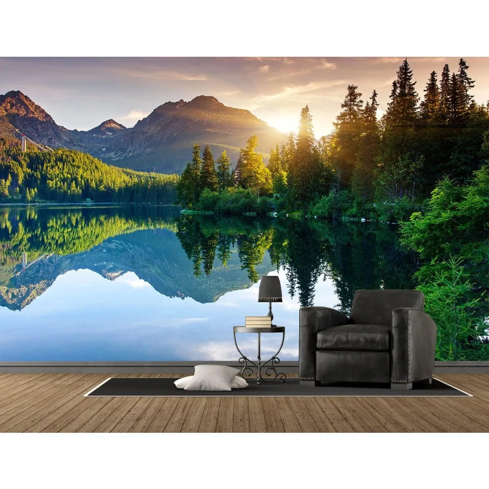 Mountain With Lake Photo Wallpaper Landscape Wall Mural for Bedroom Living Room TV Background Sofa Wall Wallpapers Home Decor