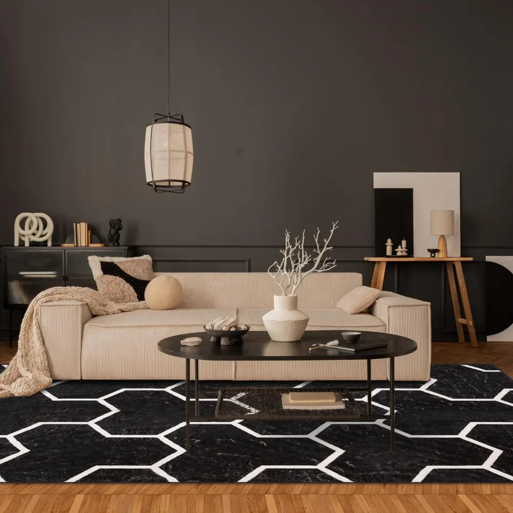 floor carpet bedroom modern geometric mat, washable area living room kitchen carpet décor