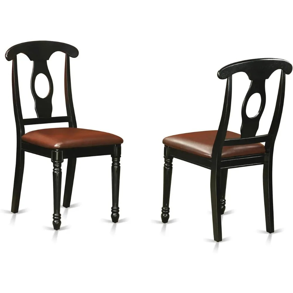 Kitchen Table & Chairs Set Includes Round Dining Room Table with Pedestal and Faux Leather