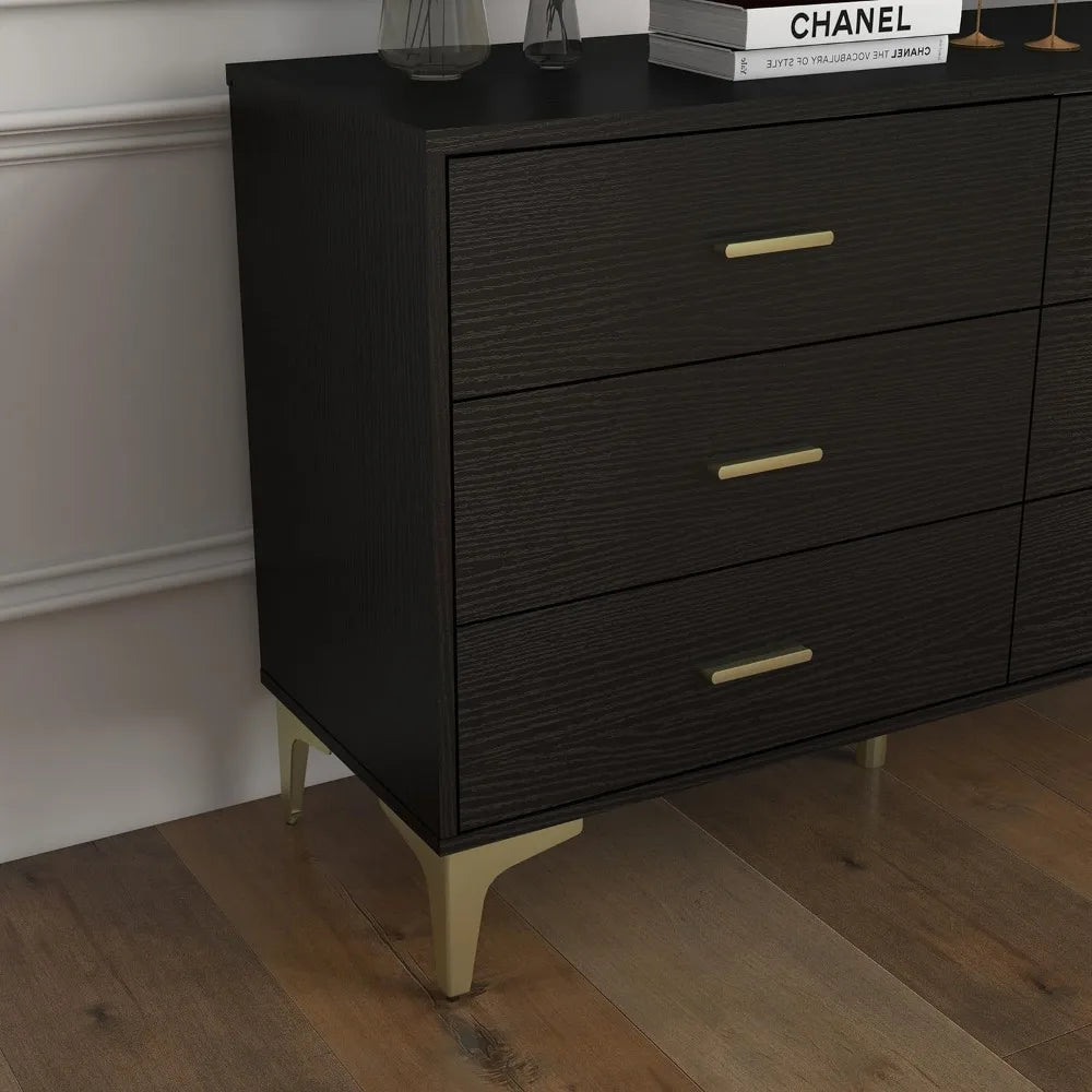 Dressing Table Modern 6 Drawer Wood Dresser Make Up Table Entryway