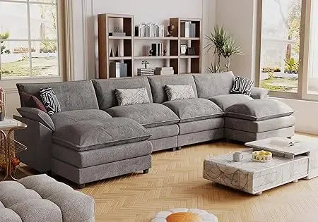 Modular Oversized Sectional Sofa Couch, Modern Wide Arm L-Shaped Couch, Sleeper Sofa