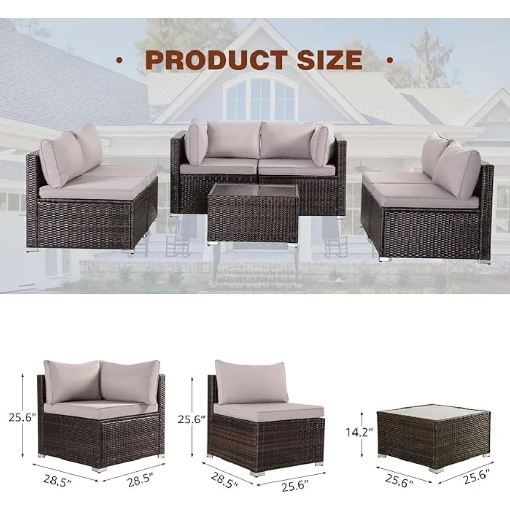 Furniture Set, Modular Patio Set Wicker Outdoor Sectional Sofa Set PE Rattan Wicker Patio Conversation Set