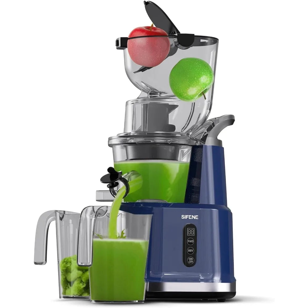 Cold press juicer with an 83mm large mouth, whole slow chewing juicer, fruit and vegetable juicer. BPA free