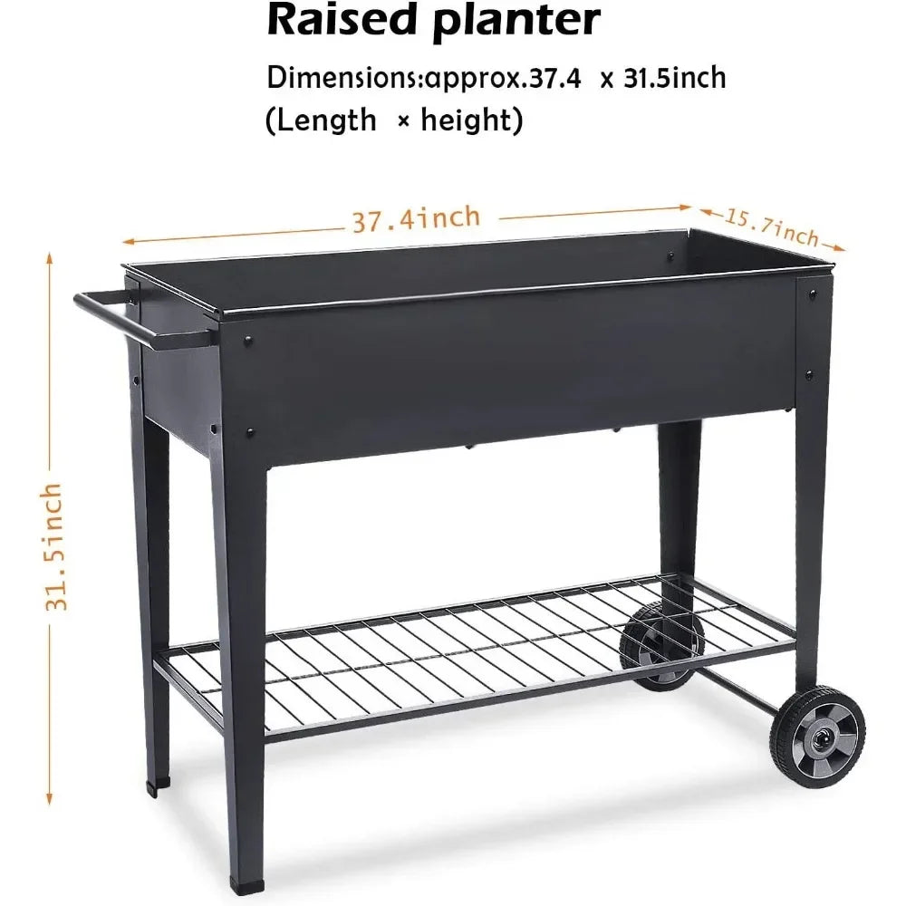 Planter Box with Legs Outdoor Elevated Garden Bed on Wheels for Vegetables Flower Herb Patio, Flower Pots