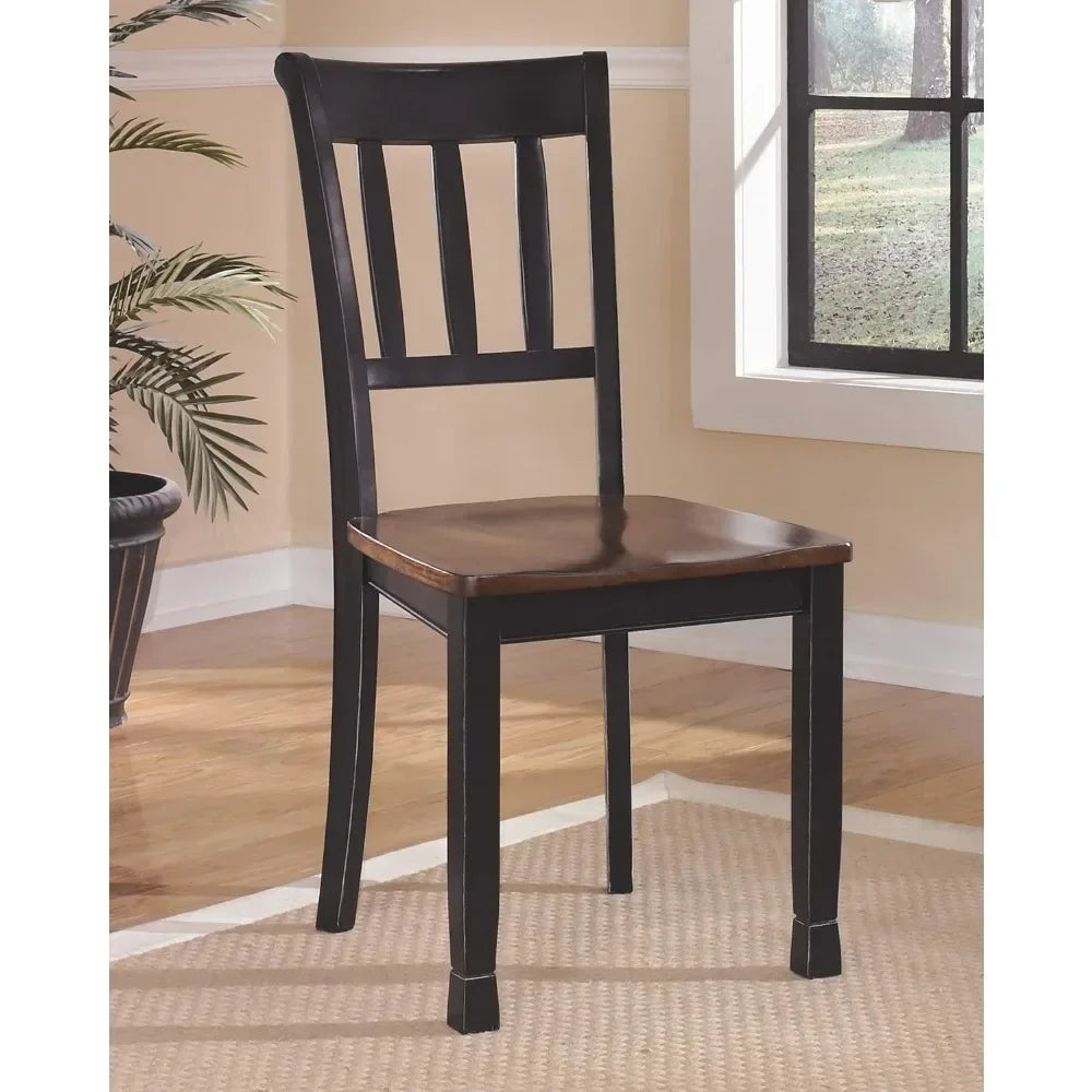 Dining chairs modern farmhouse dining side chairs, set of 2, black and brown