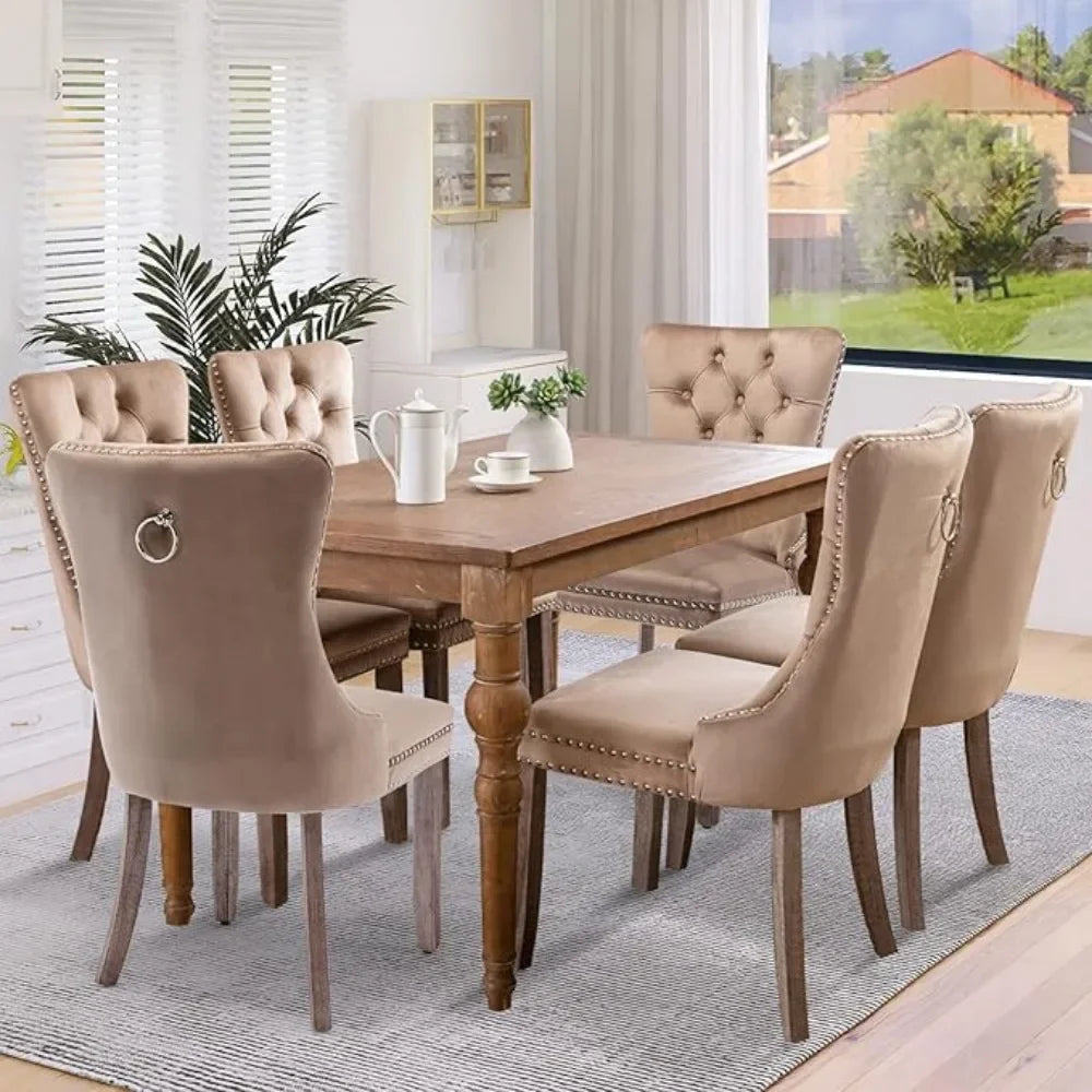 Velvet Dining Chairs, Tall Back Side Chair, Modern Upholstered High-end Tufted Side Chair with Button Back Ring