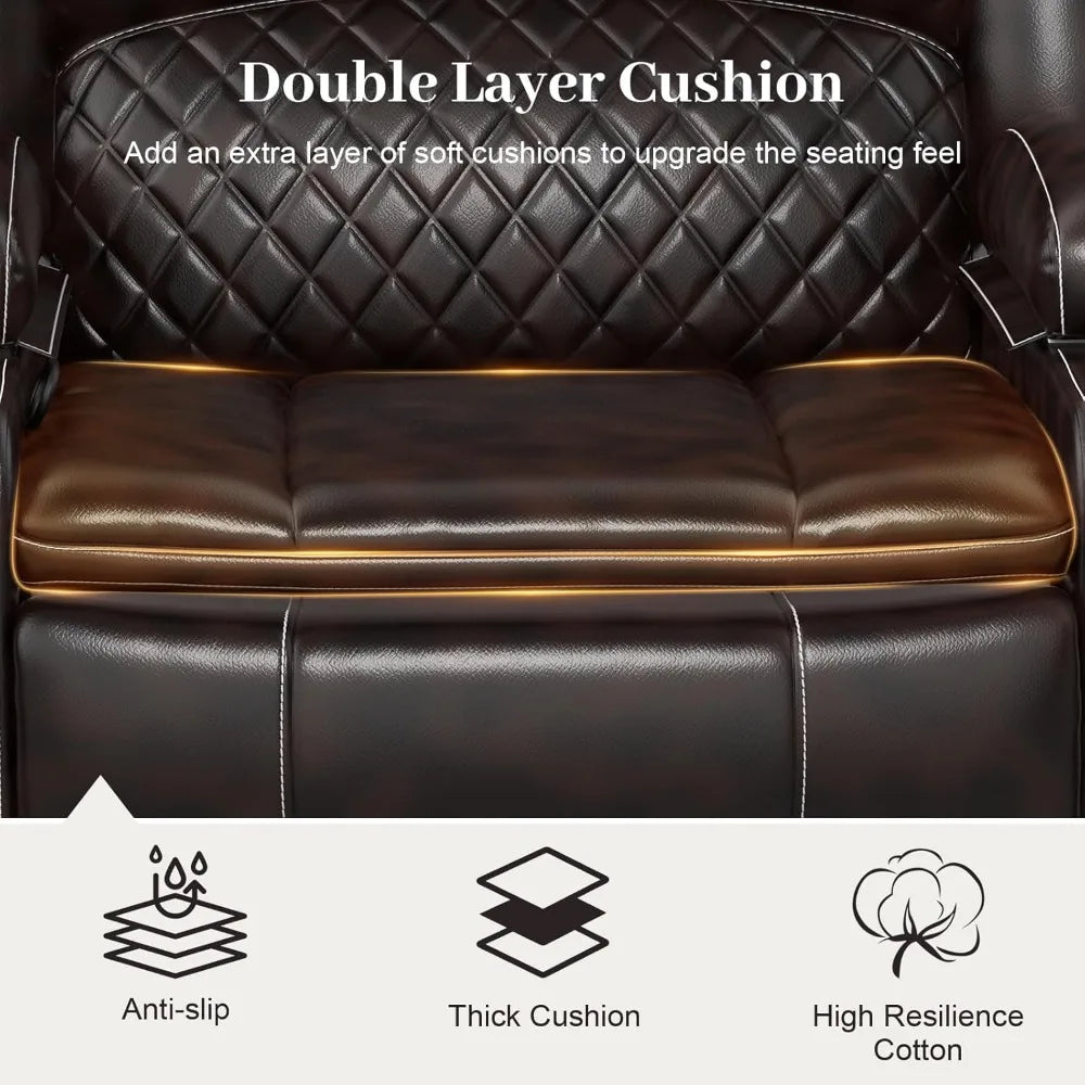 Living Room, 2 Seater Reclining Loveseat Leather with Removable Console