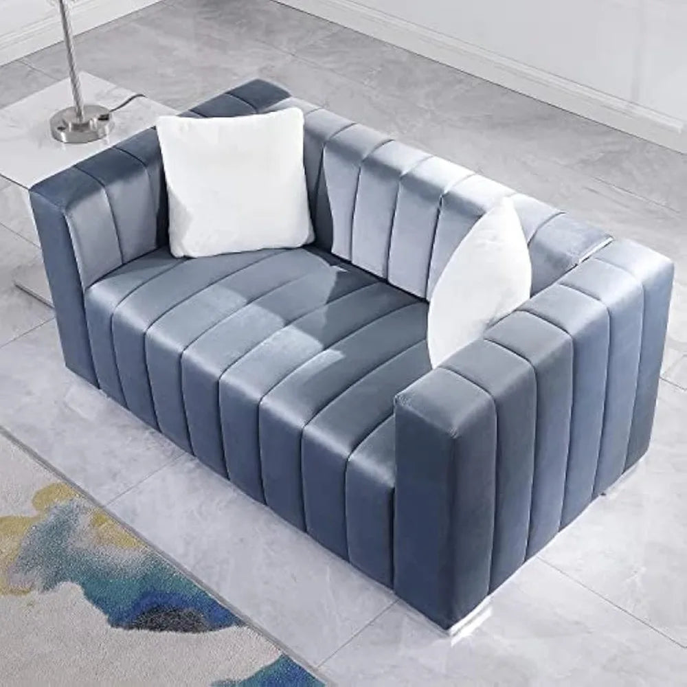 Modern Sofa Couch 2 Set for Living Room, Velvet Chesterfield 2-Pcs Upholstered Sofa