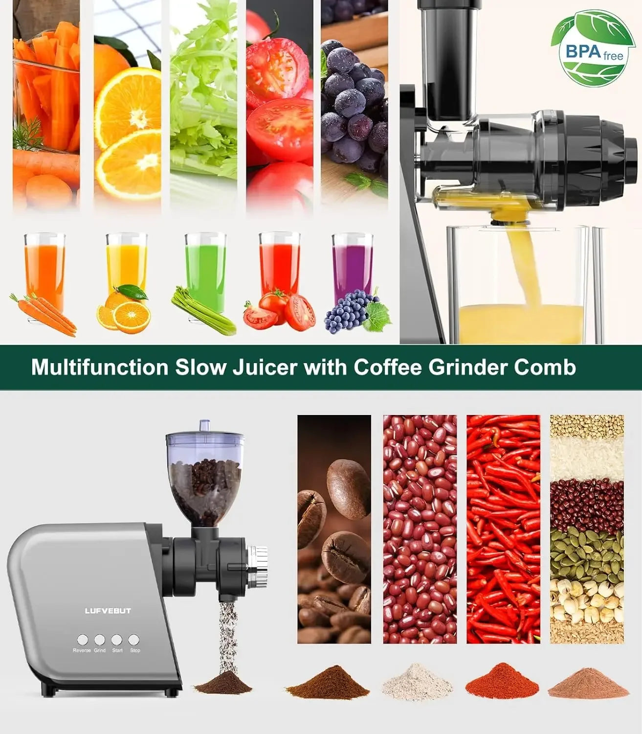 Pressed Juicer Machine For Fruit and Vegetable, Coffee Grinder Machine,