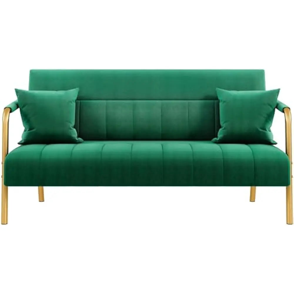 sofa w/Gold-Tone Metal Arms and Legs for Livings Rooms, Home Office, Living Room Sofa