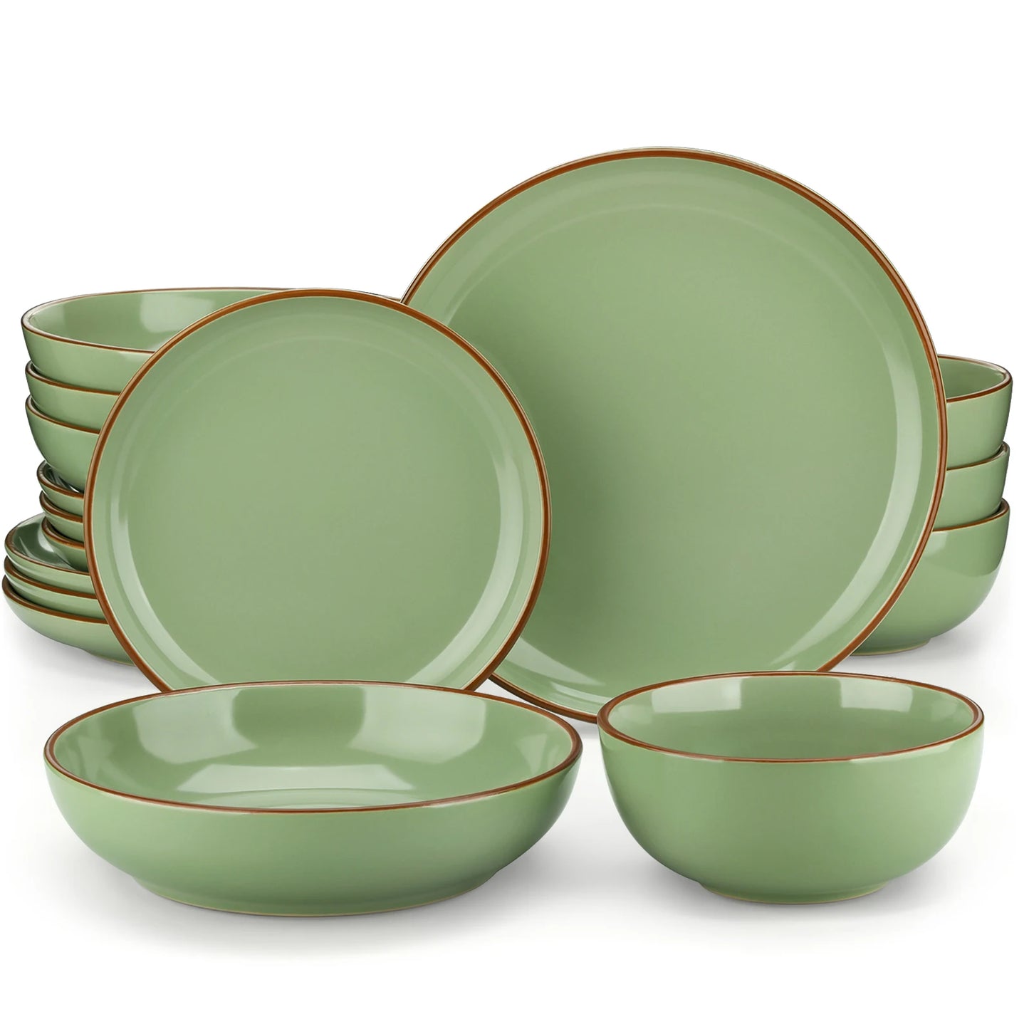 Piece Ceramic Glaze Tableware Set with Dinner/Dessert/Soup Plate/Bowl  For 4/8 Person 4 Color Optional