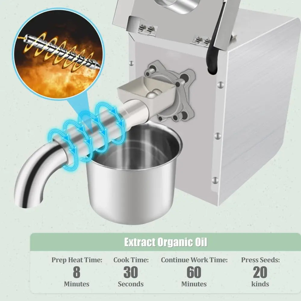 Kitchen Oil Press Machine Electric Automatic Oil Press Extractor Organic Oil Expeller for Avocado Coconut Flax Peanut Castor