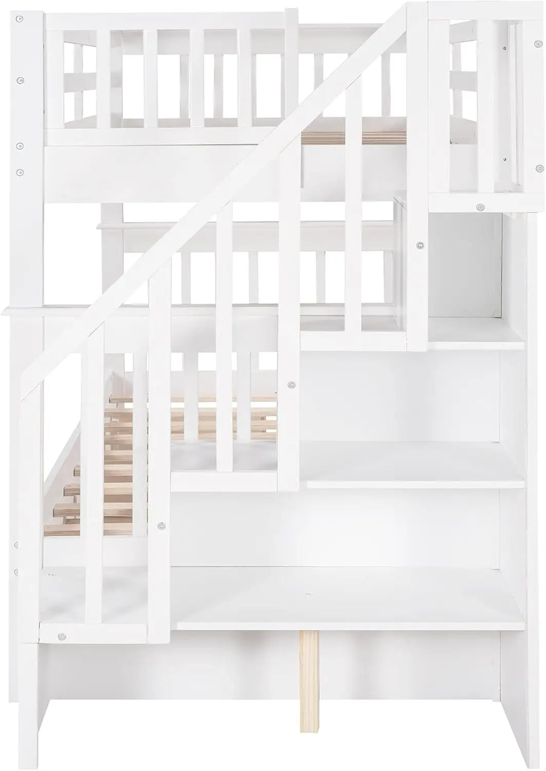 Designs Twin Over Twin Bunk Beds with Storage Drawers and Stairs Wood Bunk Bed Frame for Kids Boys Girls Teens,