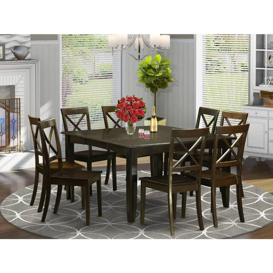 Modern Dining Table Set Includes a Square Wooden Table with Butterfly