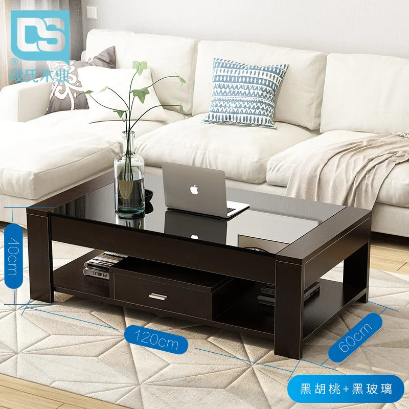Nordic coffee table, simple modern tempered glass living room, easy to create office living room