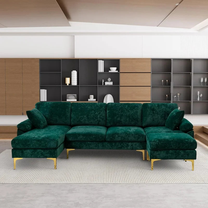 Sectional Sofa couch,4 Seat set for Living Room, Convertible L-Shaped Velvet with Chaise Lounge