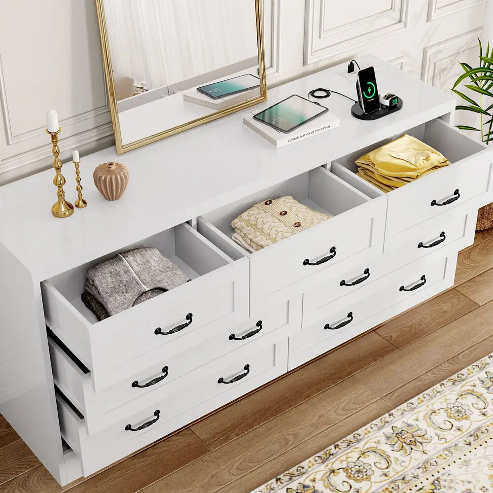 6/7 Drawers Dresser Wooden Storage Dressers Chests of Drawers for Bedroom Home