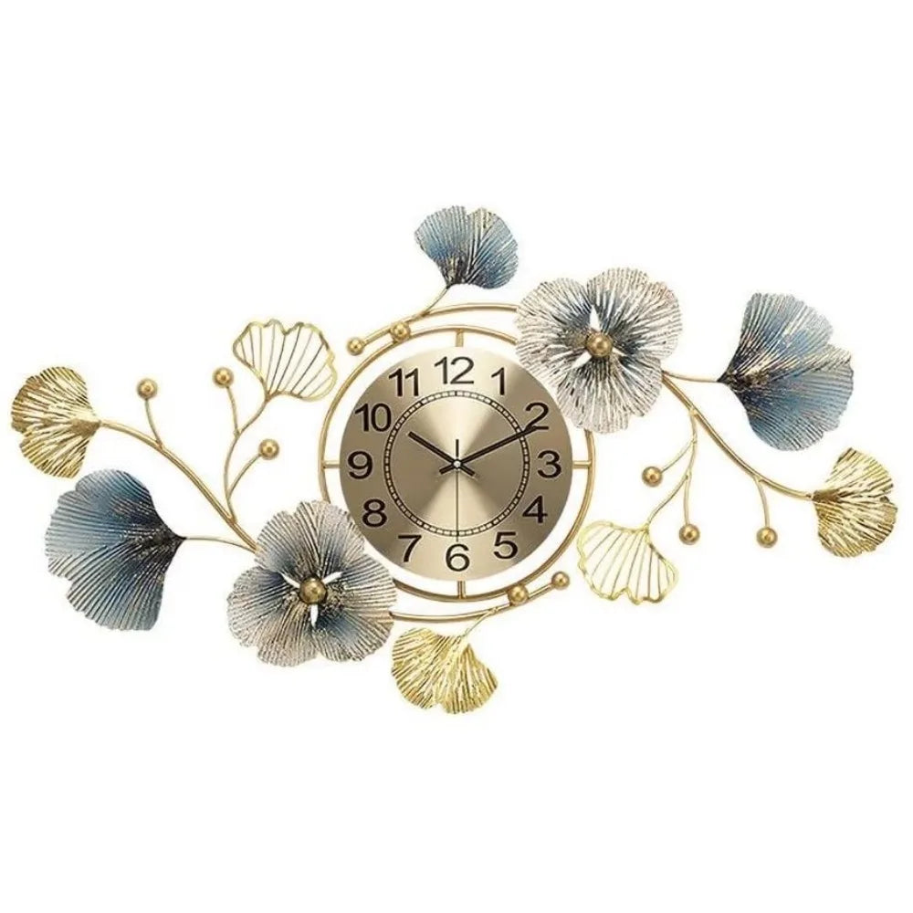 Metal Wall Art Large Wall Clock Creative Metal Ginkgo Biloba Design