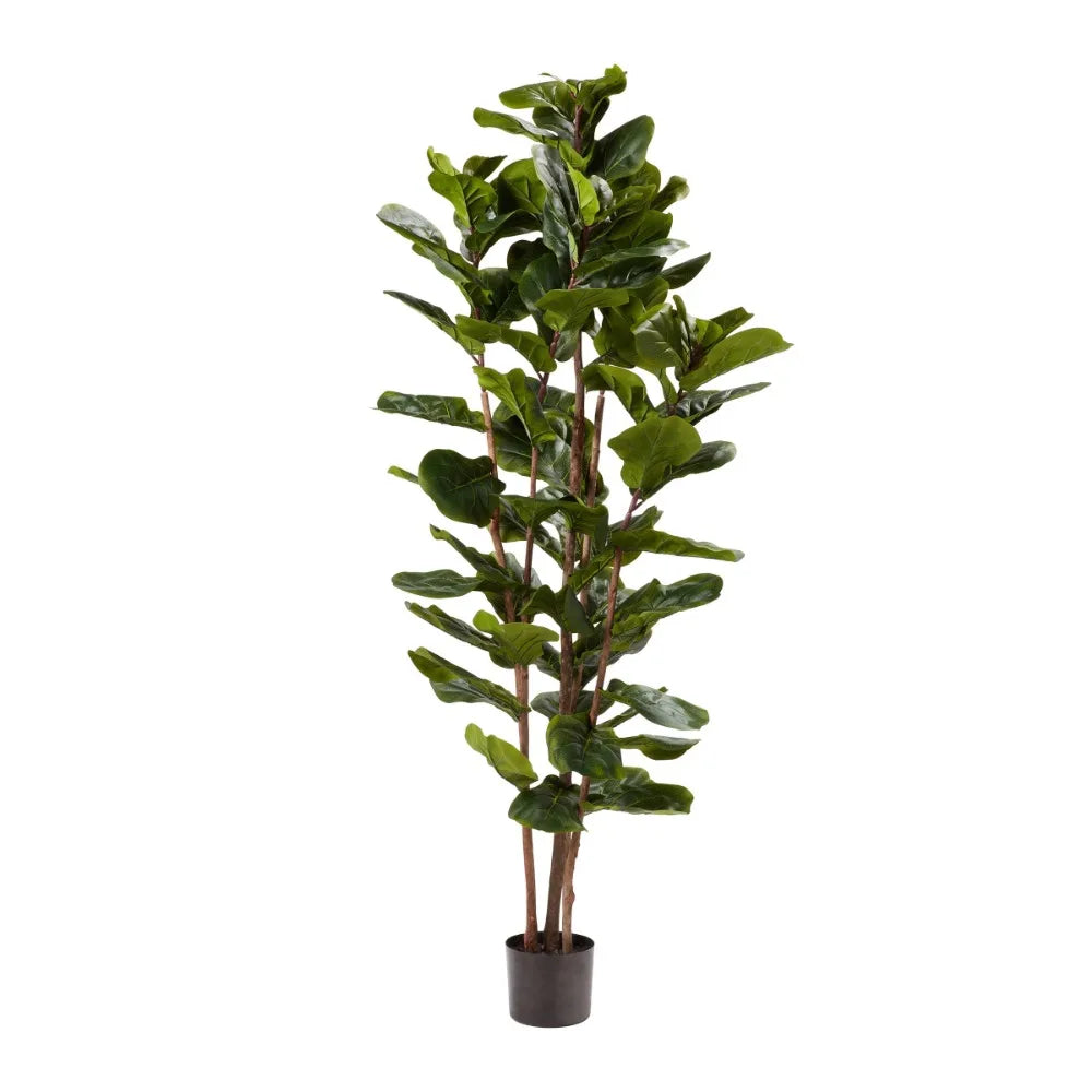 Artificial Fiddle Leaf Fig Tree Faux Plant with Natural Feel Leaves Realistic Indoor Potted Topiary Home Decor By Pure Garden