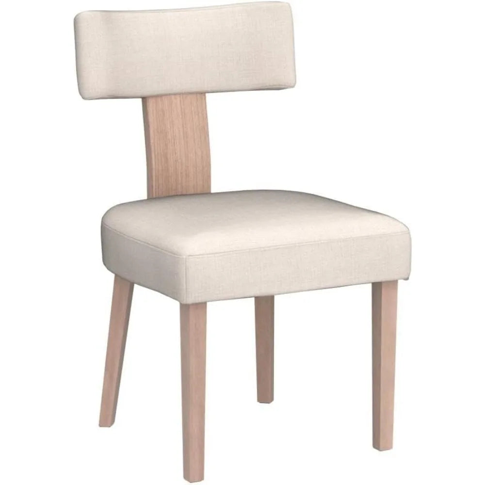 Dining Chairs Set of 6, Farmhouse Linen Fabric Upholstered Accent Chairs Curved Backrest Kitchen Chair