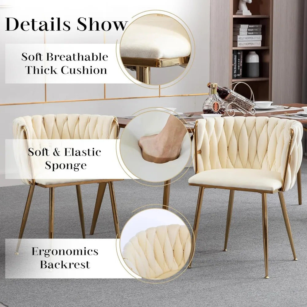 Dining Table Set for 4 with Grey Woven Dining Chair, 5 Pieces Minimalist Modern Round Glass Dinner Room Table Set