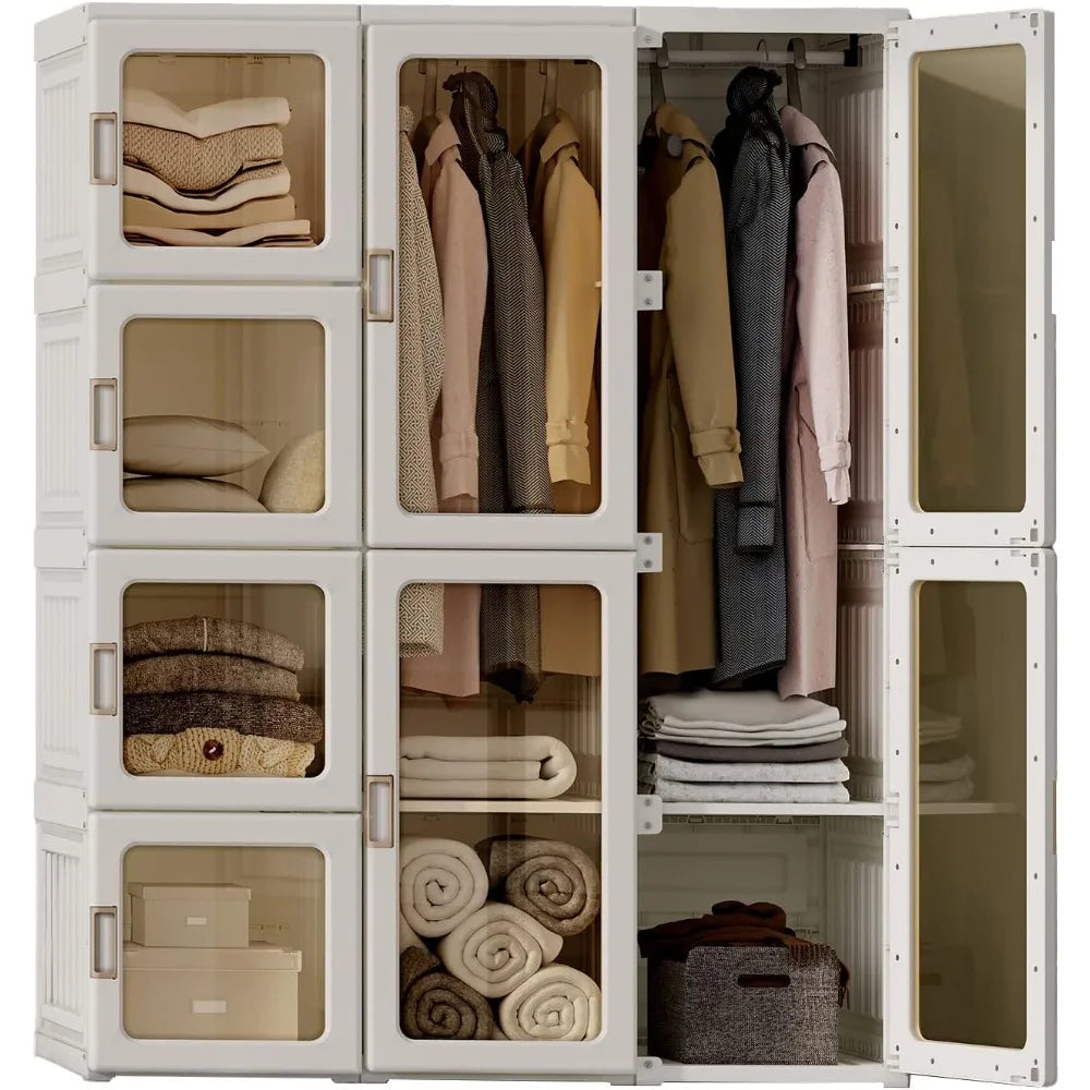 Portable Wardrobe Closet Storage Organizer for Clothes,