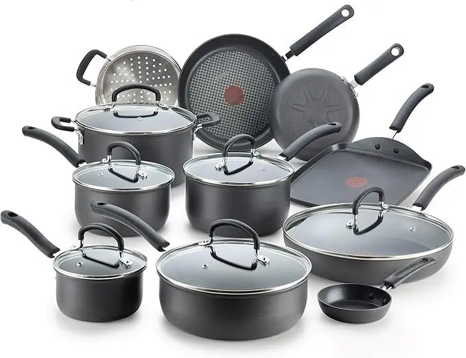 Nonstick Cookware Set 17 Piece, Oven Broiler Safe 400F, Lid Safe 350F, Kitchen Cooking Set