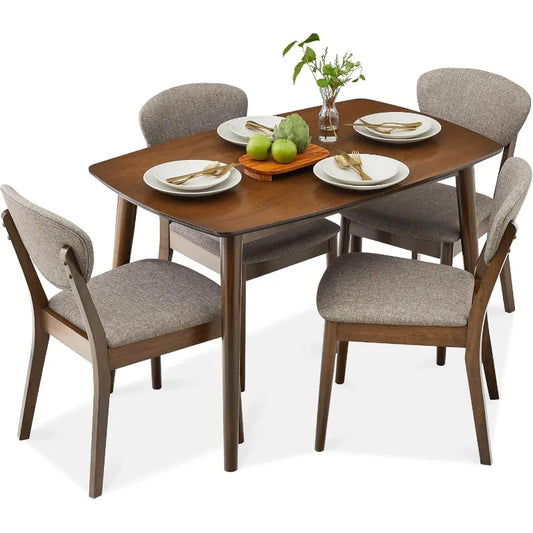 Best Choice Products 5-Piece Dining Set, Compact Mid-Century Modern Table & Chair Set for Home, Apartment w/ 4 Chairs