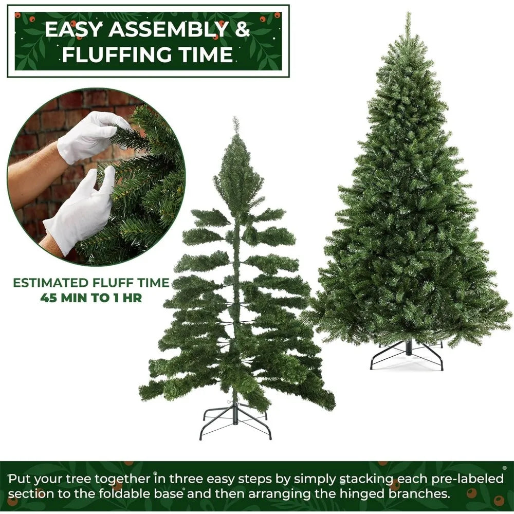 Realistic Green Spruce Artificial Holiday Christmas Tree with Sturdy Metal Stand