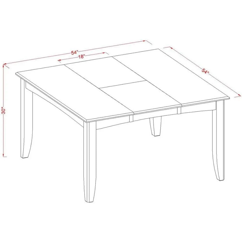 Modern Dining Table Set Includes a Square Wooden Table with Butterfly