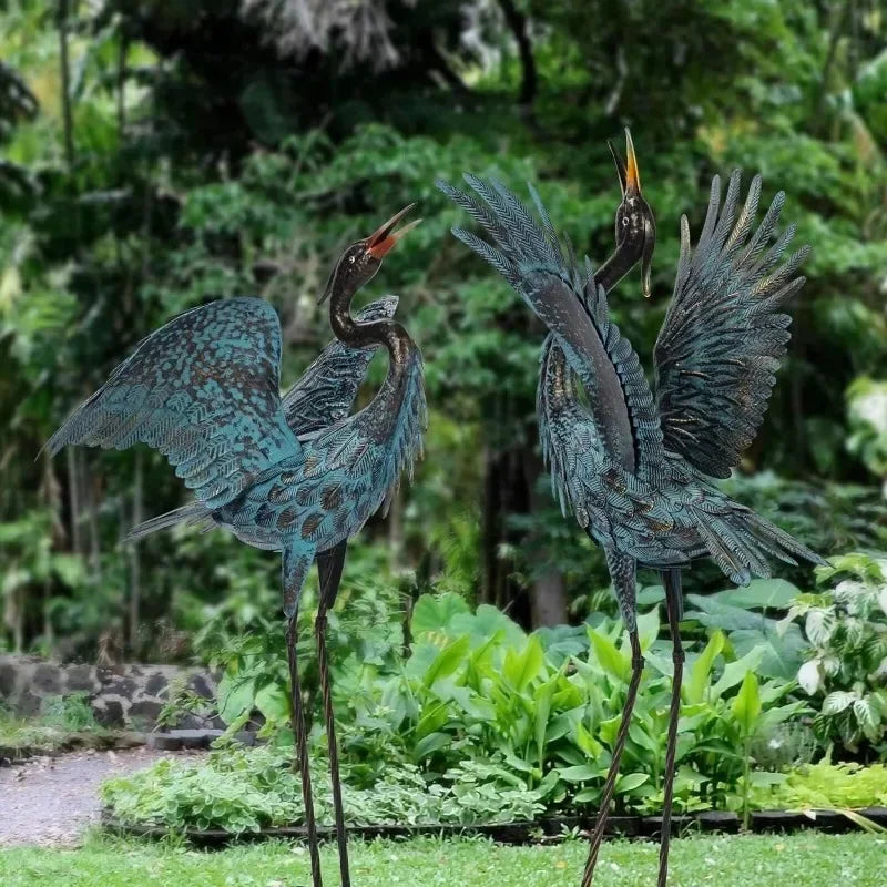 Garden Crane Sculptures & Statues Blue Heron Deco Bir outdoor