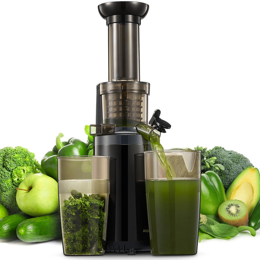 Masticating Juicer Machines, Reemix Cold Press juicer Machine Compact Size, Juice Extractor, Nutrient