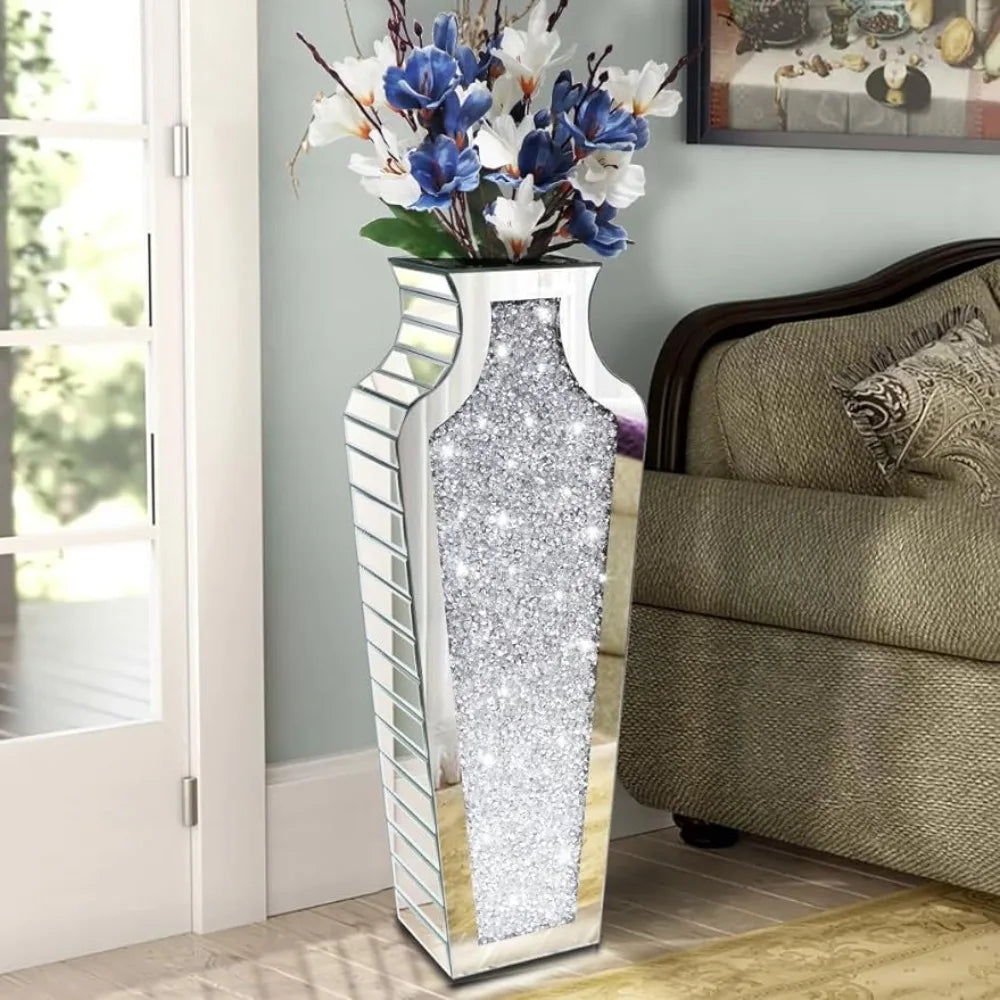 Crystal Silver Glass Decorative Mirror Vase Water Decorations