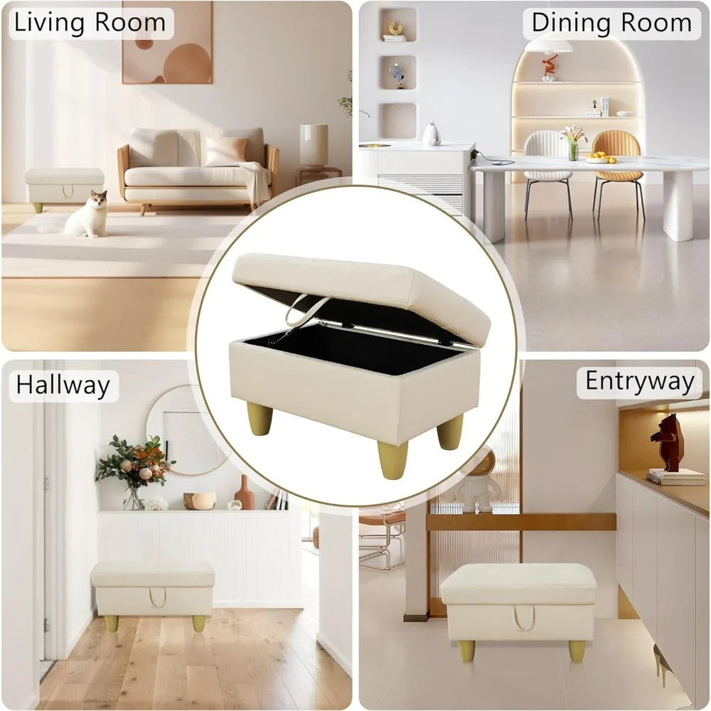 Sofa with Chaise, Faux Leather Modular Couch with Storage Ottoman, Convertible Sectional Sofa