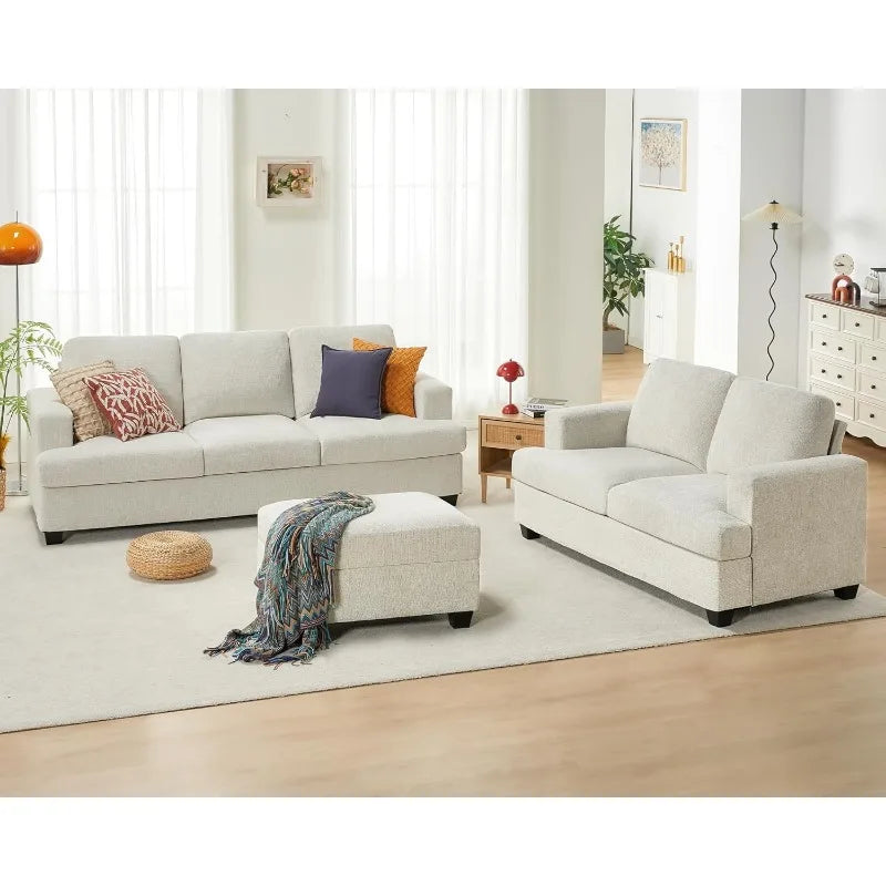 Sofa, 2 Piece Set Comfy Couch with Extra Deep Seats, Modern Sofa- Couch for Living Room Apartment