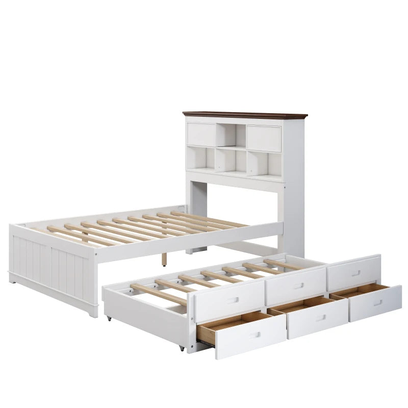 Captain Bedroom Set Full Bed with Trundle,Nightstand and Dresser,Adequate storage space and sturdy structure.