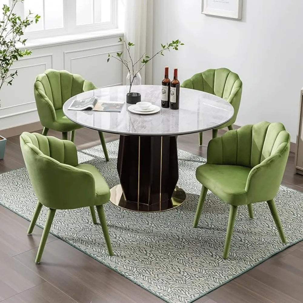 Modern Dining Room Chairs Set of 4 Chic Velvet Accent Chair Upholstered Side Chairs with Wood Legs for Home Kitchen/Living