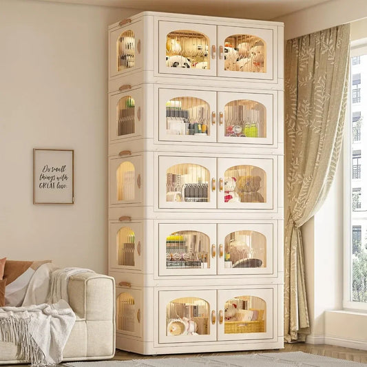 Storage Bins with Lids, Large Stackable Bins with Wheels and Doors, Storage