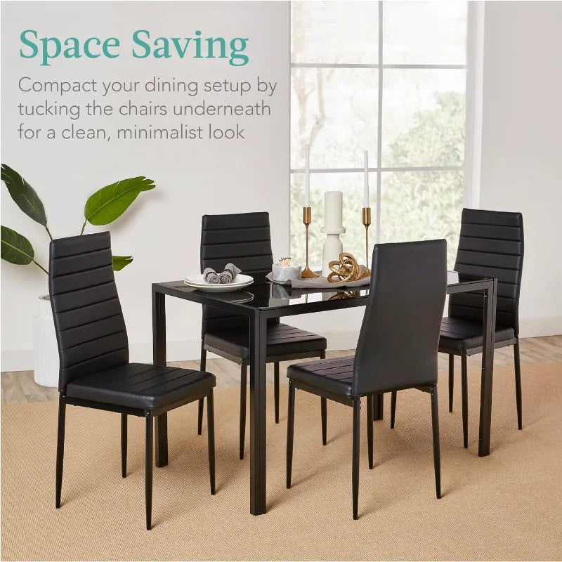 Best Choice Products 5-Piece Glass Dining Set, Modern Kitchen Table Furniture for Dining Room,