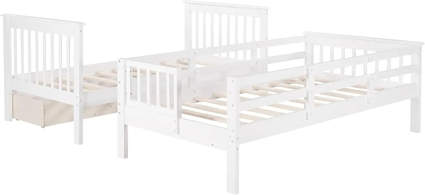 Designs Twin Over Twin Bunk Beds with Storage Drawers and Stairs Wood Bunk Bed Frame for Kids Boys Girls Teens,